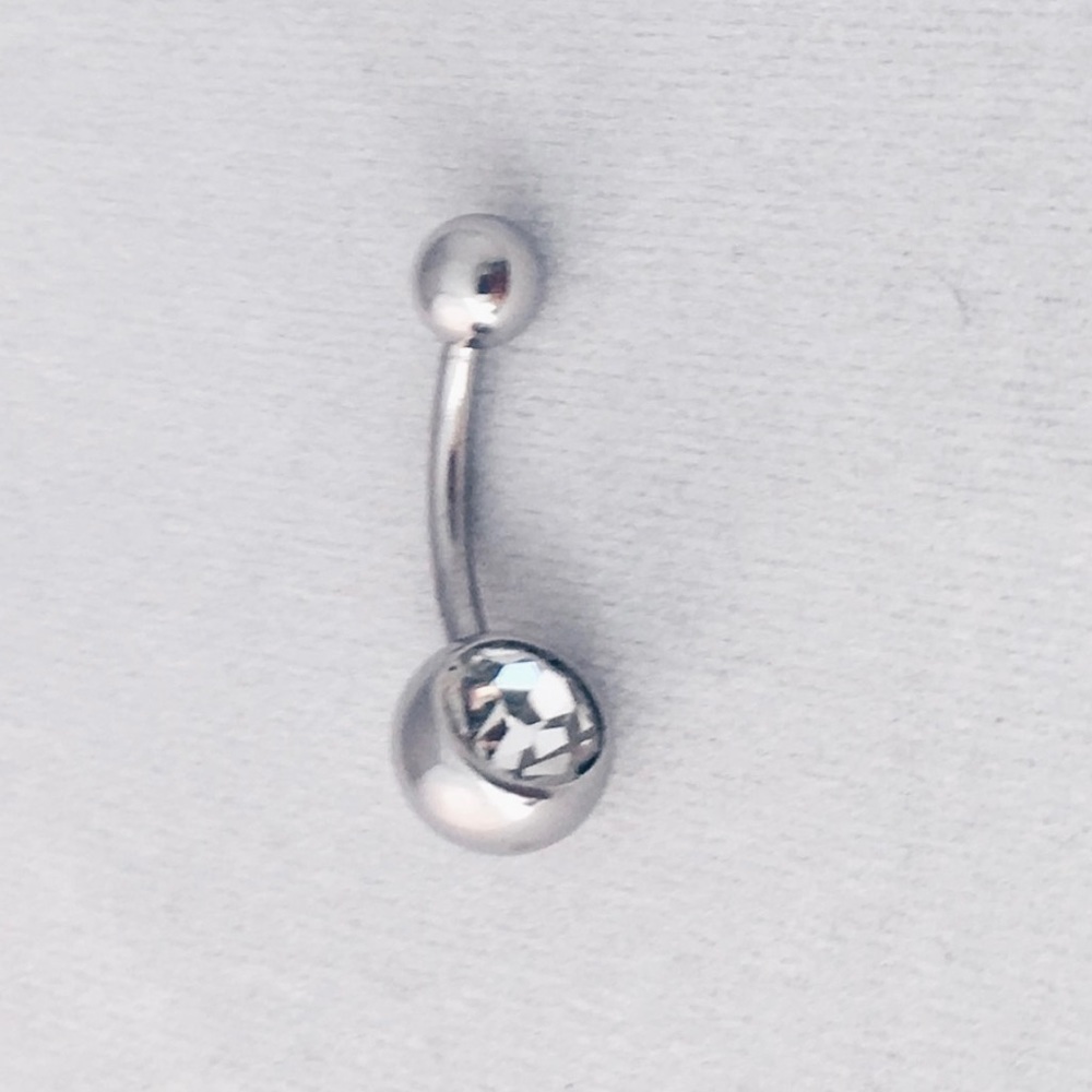 White gold Rhinestone Navel Ring